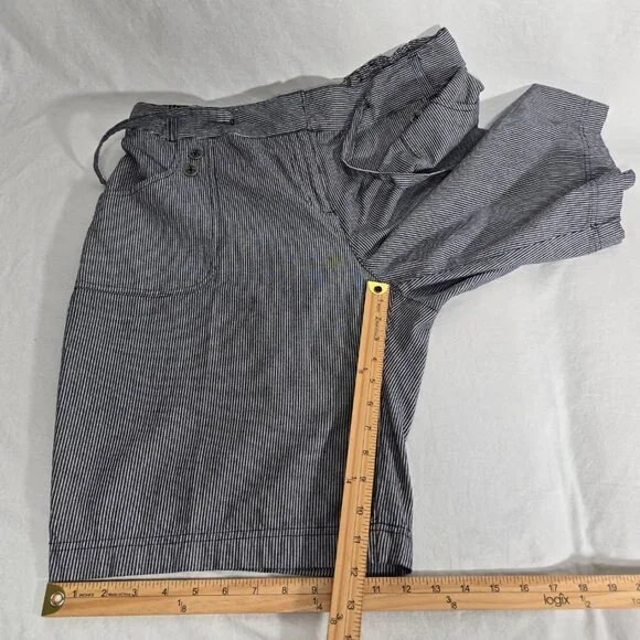 VINTAGE Striped Elastic Waist Drawstring Cargo BERMUDA Shorts Women's Size L/XL. - Picture 17 of 17